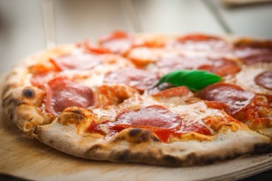 Pizza with processed meat